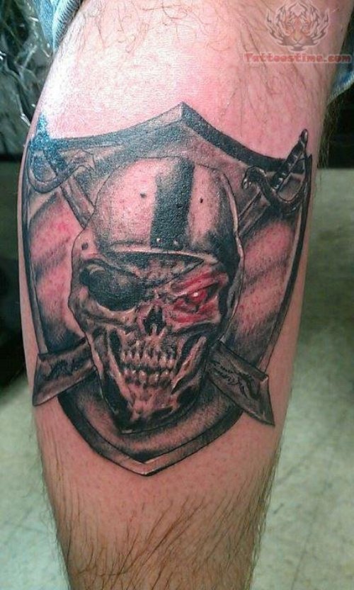 Red Eye Skull Oakland Raiders Tattoo